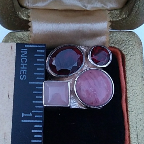 RARE JAY KING DTR Sterl.Silver GemStone Ring Rose Quartz Rhodochrosite Tourmalin - Picture 5 of 16